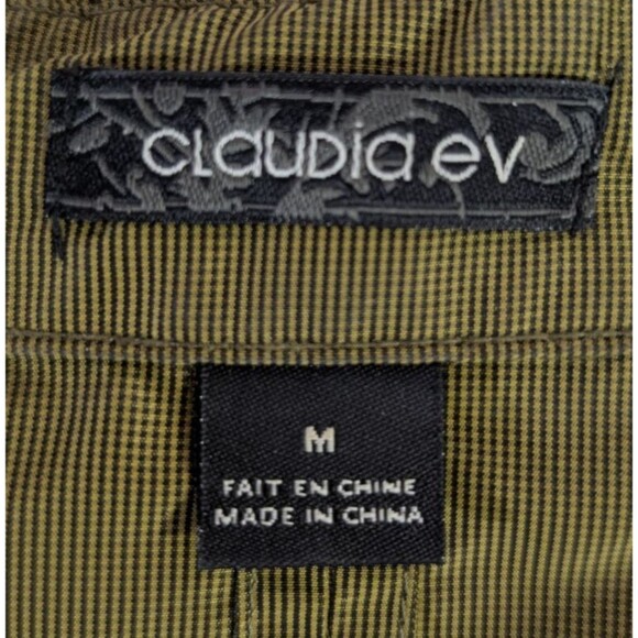 CLAUDIA EV Women's Size MEDIUM Shiny Olive Green Rain Jacket/Coat Windbreaker - Picture 4 of 16